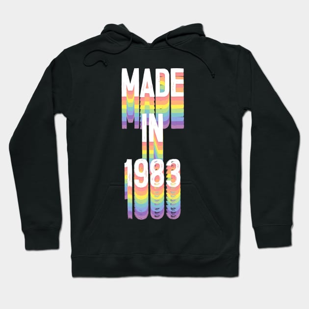 MADE IN 1983 / Birthday Typography Gift Design Hoodie by DankFutura